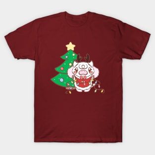 Kawaii Christmas Tree And Panko the Highland Cow Christmas Sweater T-Shirt